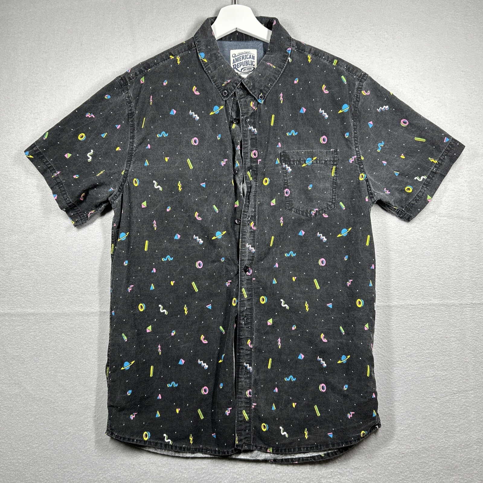 American Republic Retro Button-Down Shirt Men’s Size XL Short Sleeve Black