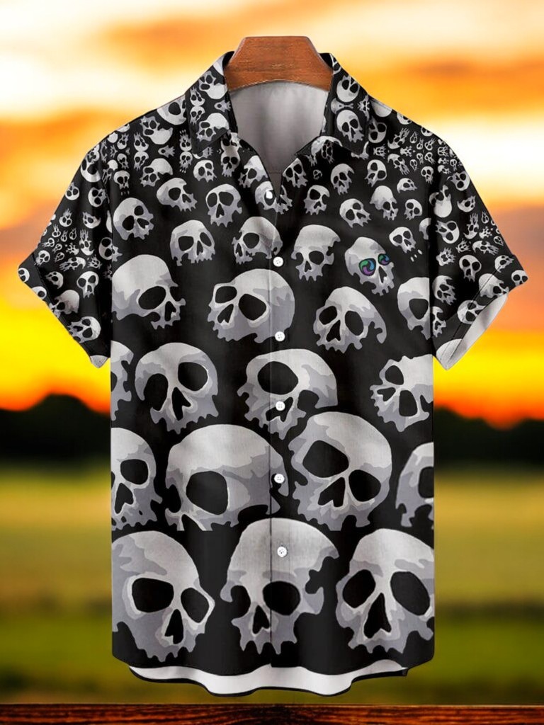 Many Skulls Pattern Hawaiian Shirt