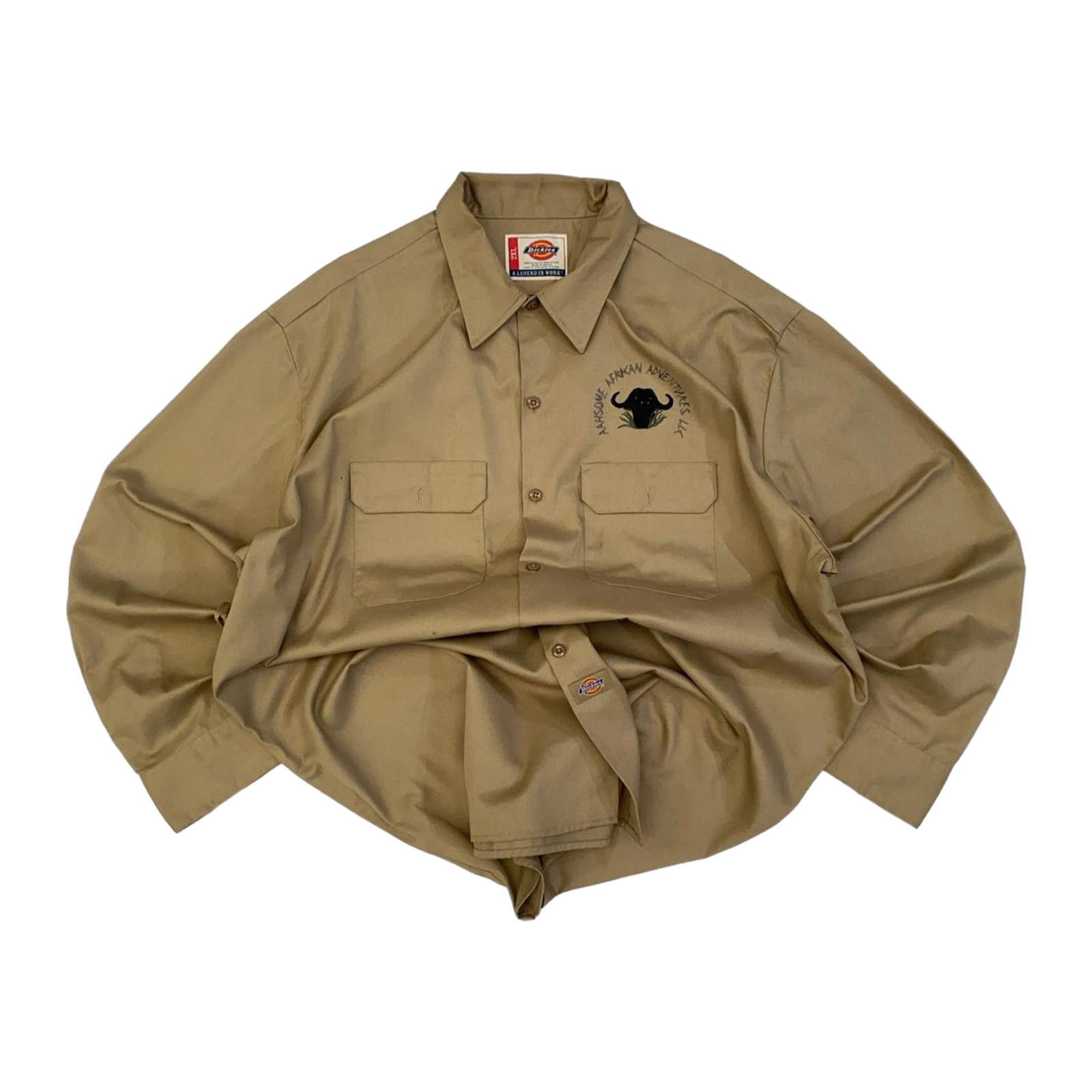 Dickies Workwear Safari Guide Button Up Khaki Shirt Beige 2XL