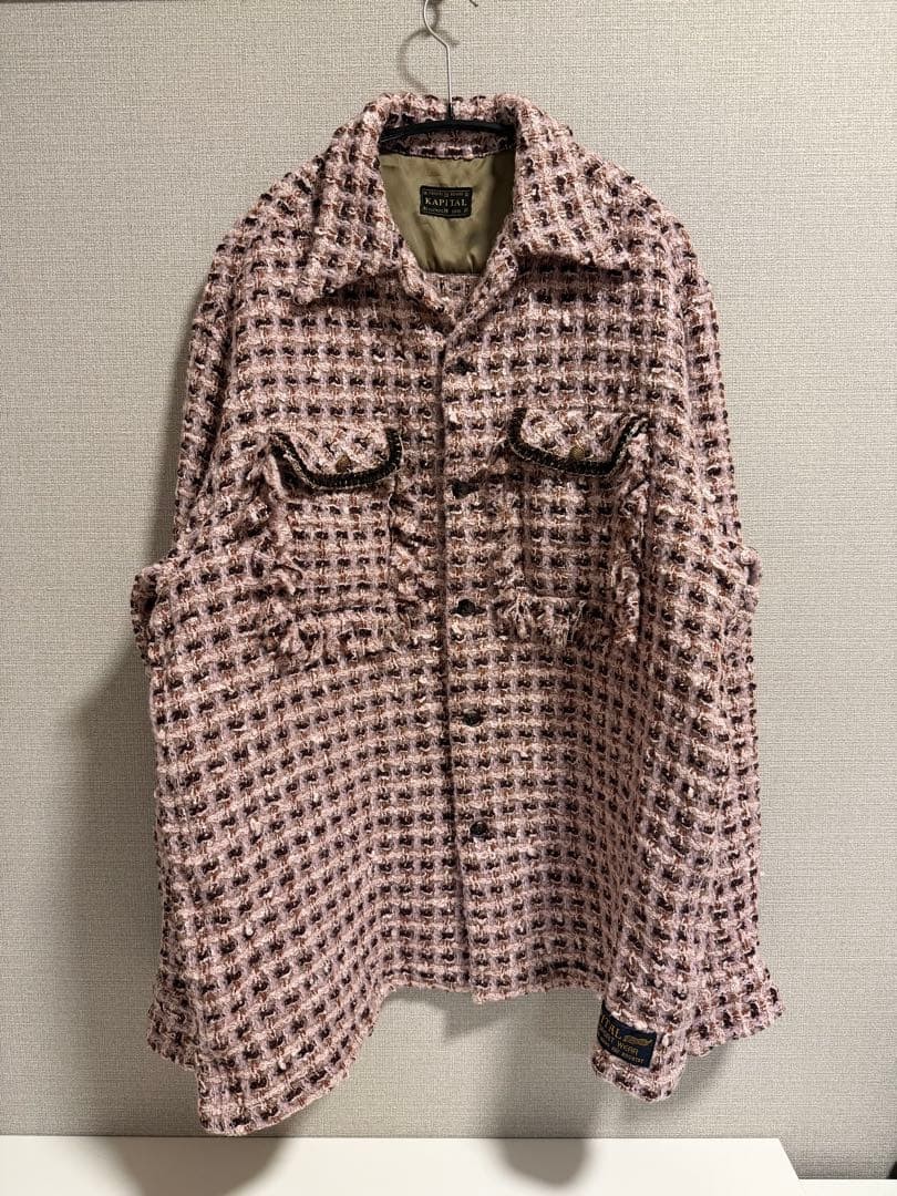 KAPITAL Fancy Tweed Board Shirt Size 3 Stylish Patterned Fabric Type