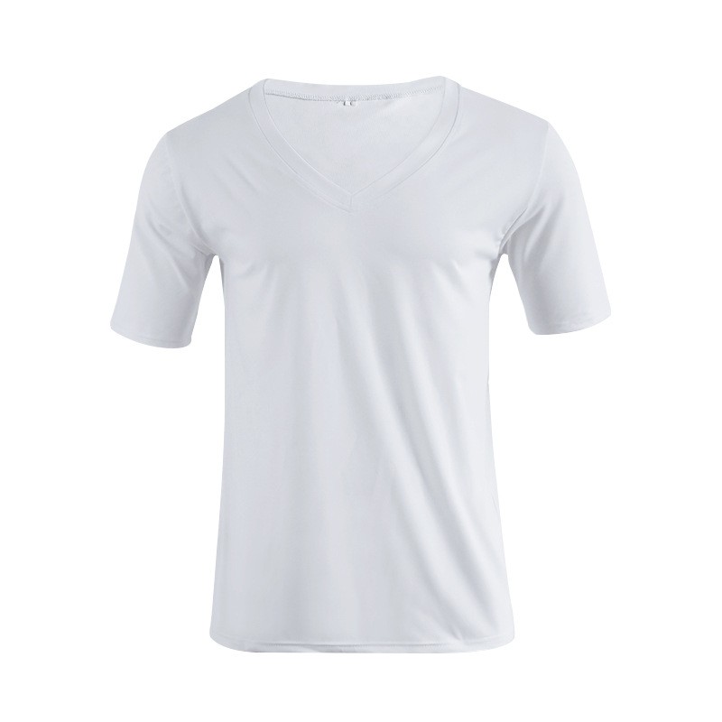 Summer men’s t-shirt V-neck solid color casual short sleeve t-shirt