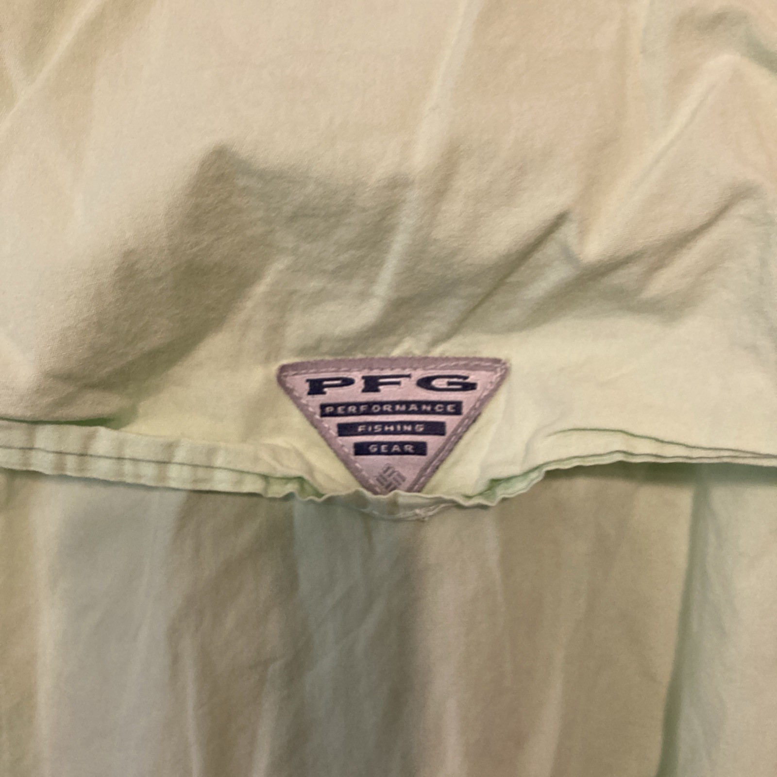 COLUMBIA PFG Shirt Mens XXL lt green Short Sleeve Button Outdoor Hiking Fish