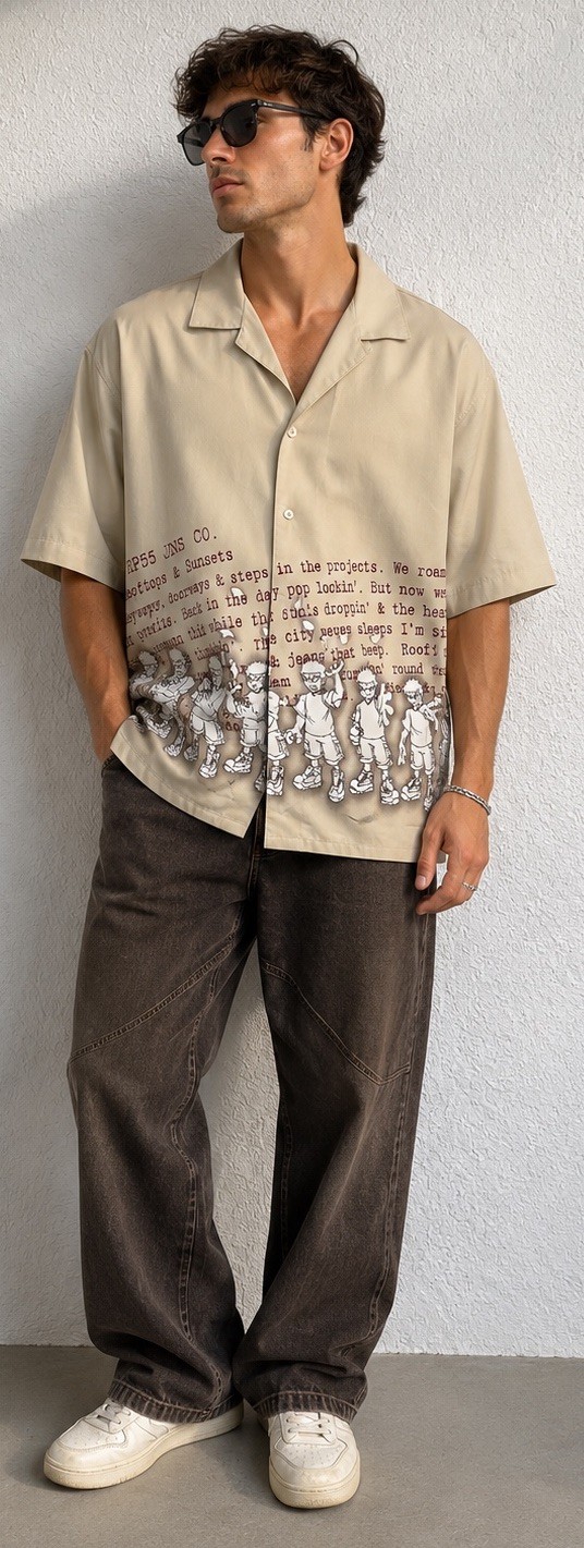 Vintage Reynolds & Perry Shirt Mens Retro Street Ware Graphic Camp Shirt Large