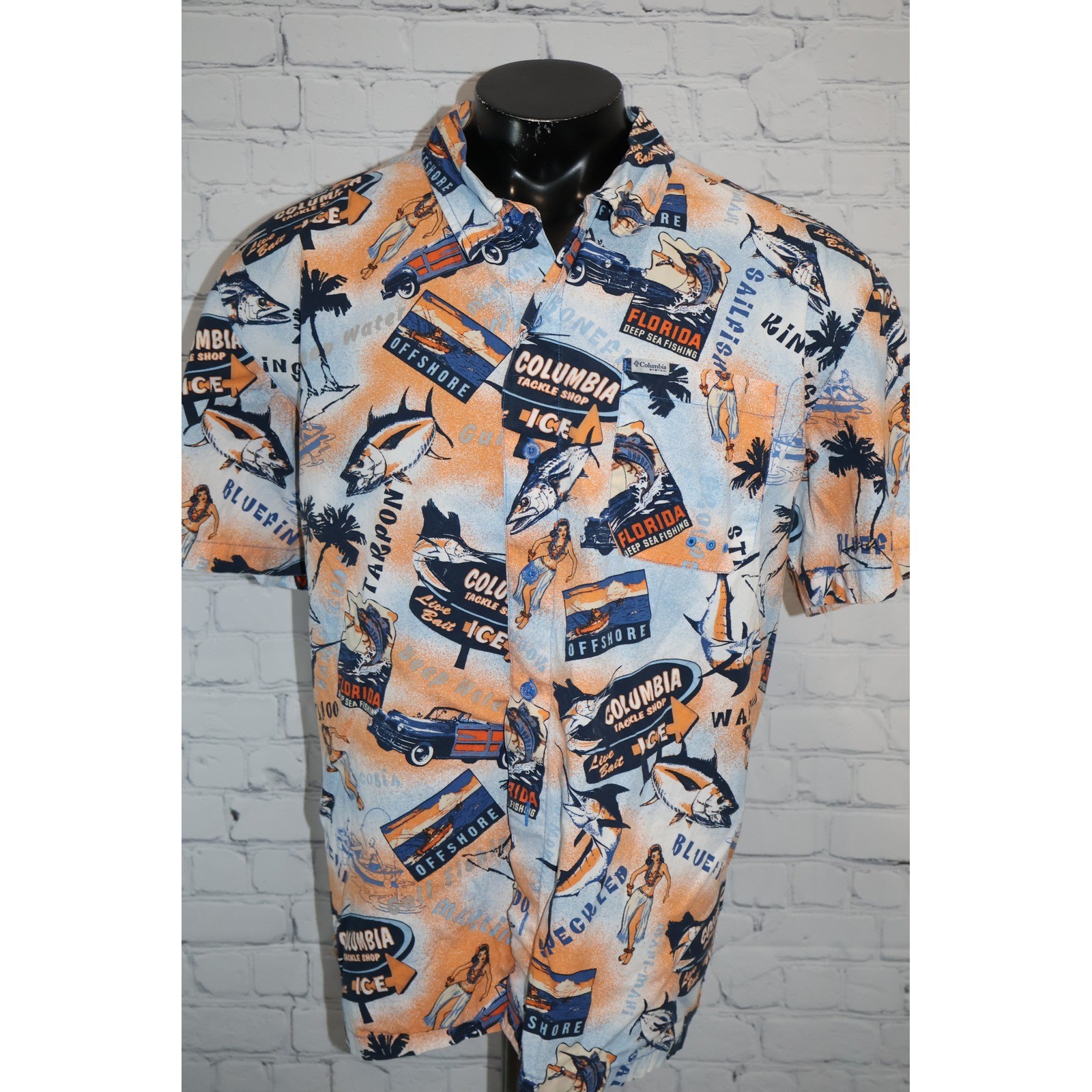 Columbia PFG Performance Fishing Gear Shirt Mens XL Florida Deep Sea Tackle Shop