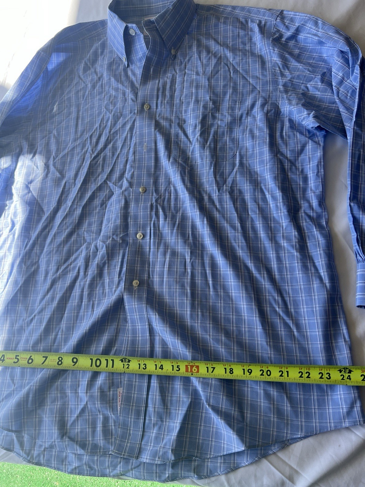 Brooks Brothers Madison Men’s Non-Iron Blue Plaid Cotton Button-Down 17-34