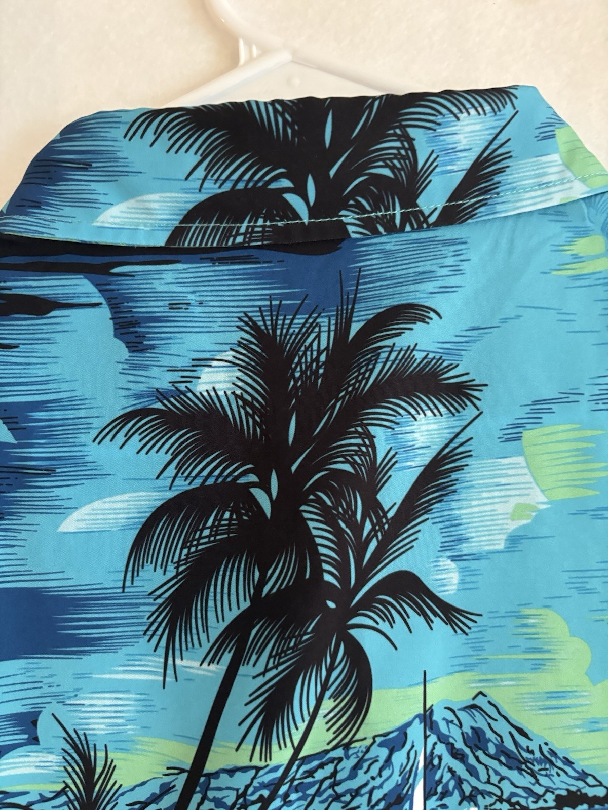 SheLucki Men’s Blue Hawaiian Tropical Floral Short Sleeve Button-Up Shirt XXL