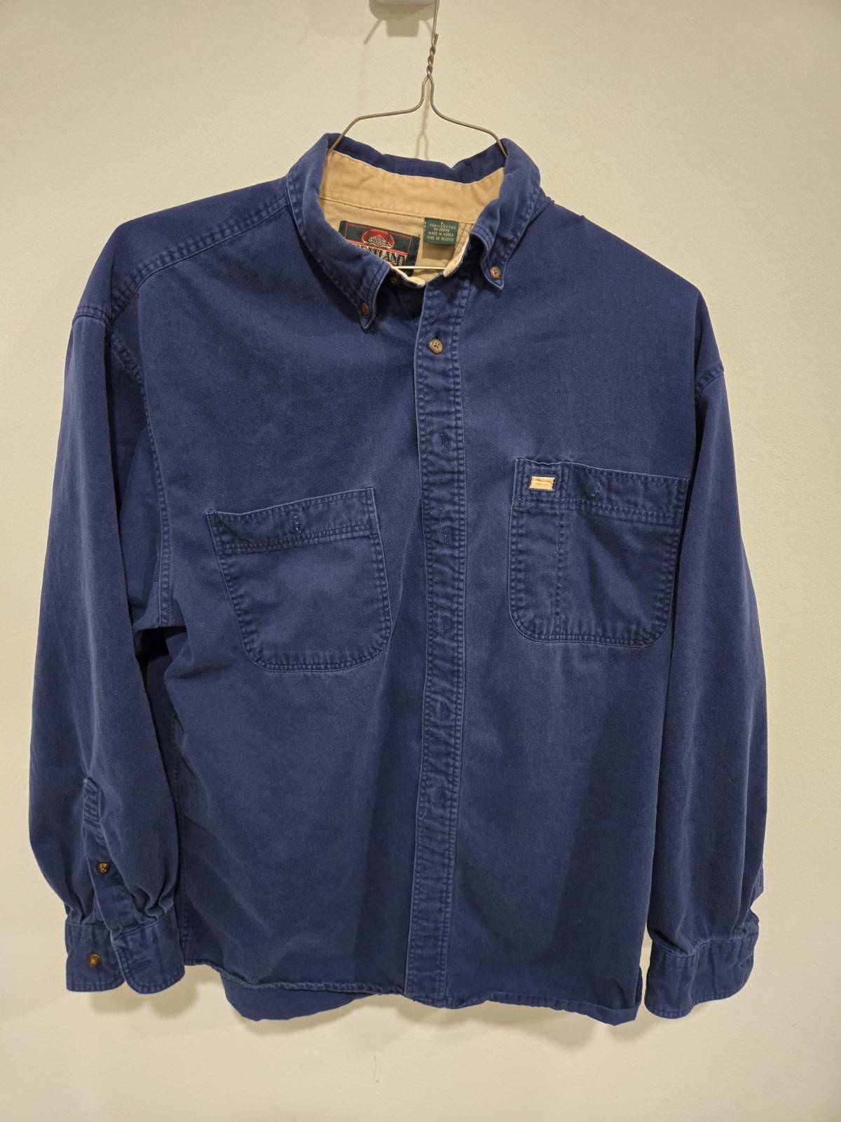 Greatland Apparel Mens Large Button Down Blue Shirt 100% Cotton