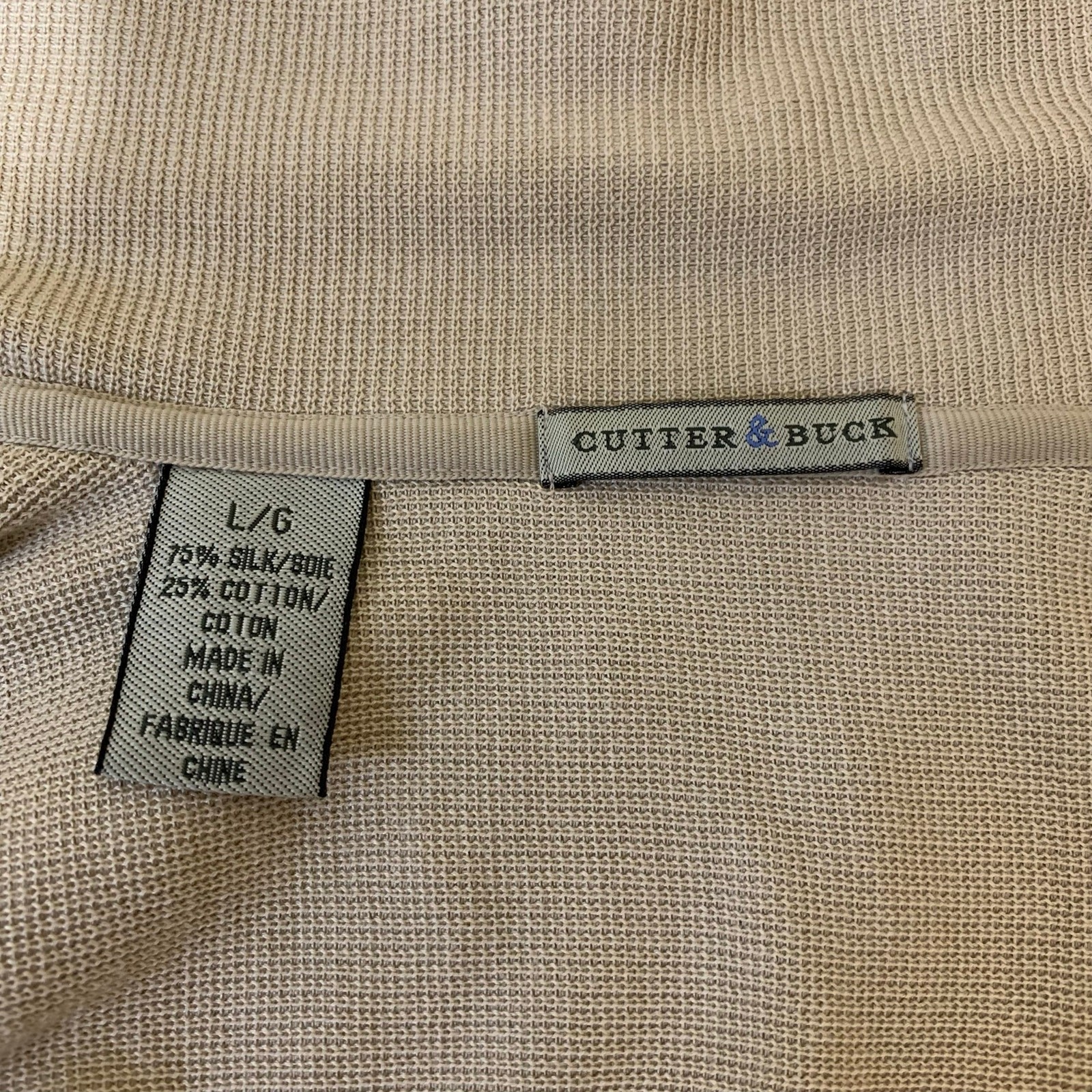 Vintage Cutter & Buck Silk Knit Button Front Shirt/Jacket Tan Sz L Resort Casual