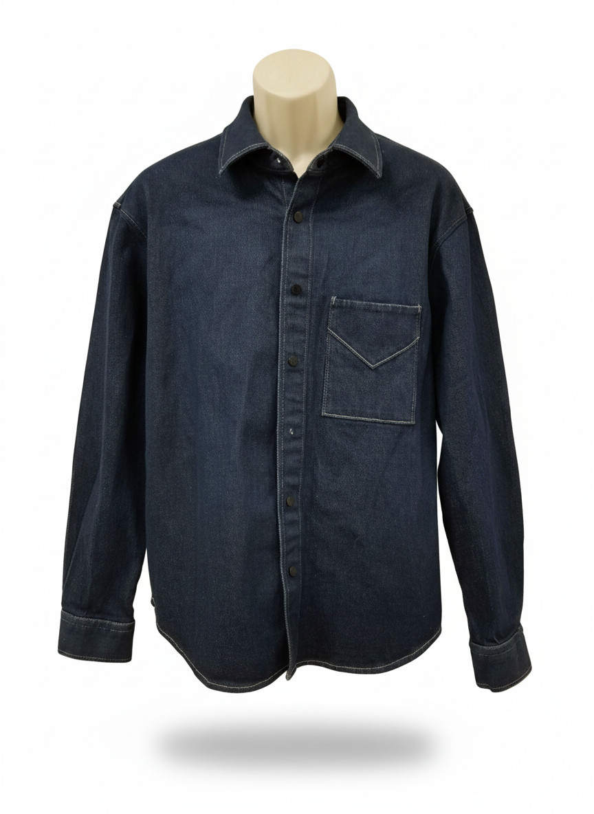 Hudson Men Blue Eclipse Long-Sleeve Denim Snap Button-up Shirt Size M