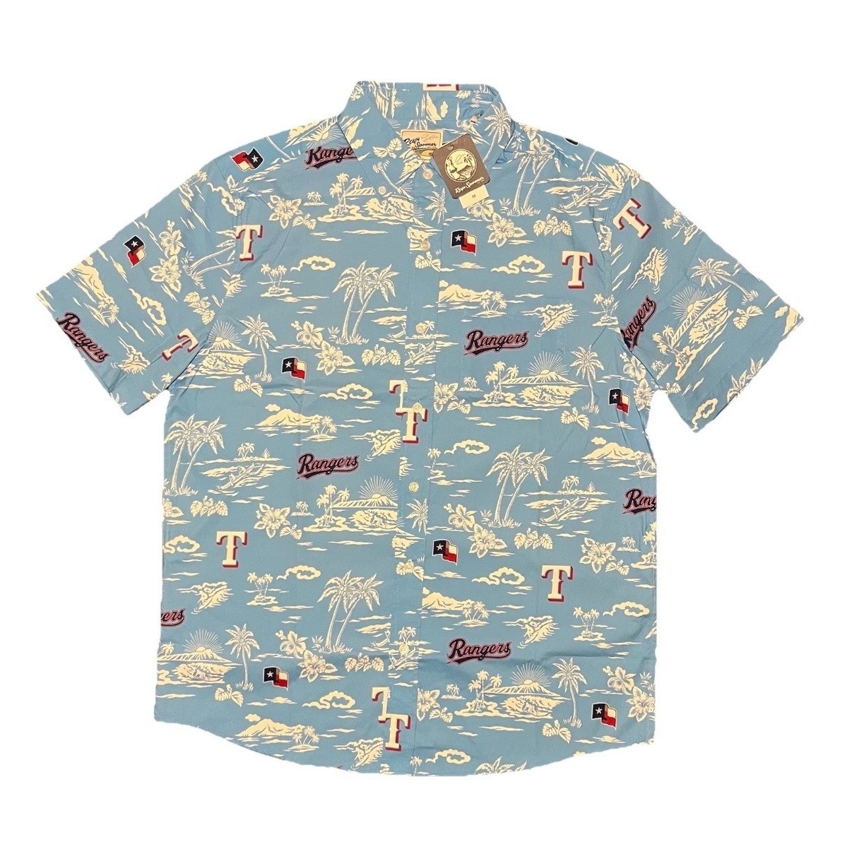 Reyn Spooner Texas Rangers Shirt Mens Medium Blue NEW MLB Hawaiian Performance