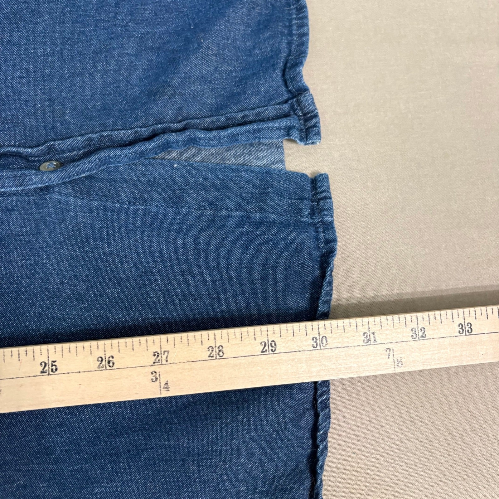Wrangler Denim Shirt Mens Size Big 2X Blue Button Up Long Sleeve Casual Pockets