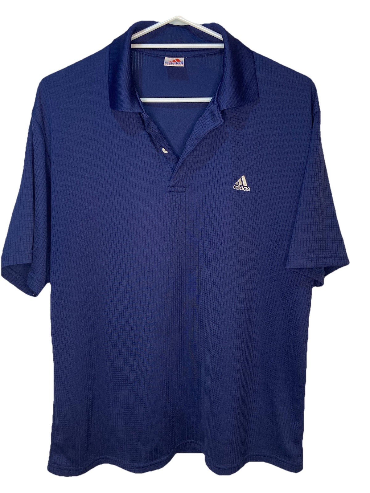 Adidas Top Size XL Mens Navy Blue 1/2 Chest 60cm Length 74cm Waffle Weave