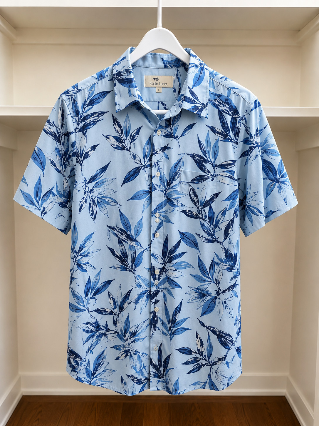 Cafe Luna Men’s Blue Button Up Shirt 2XL 100% Polyester