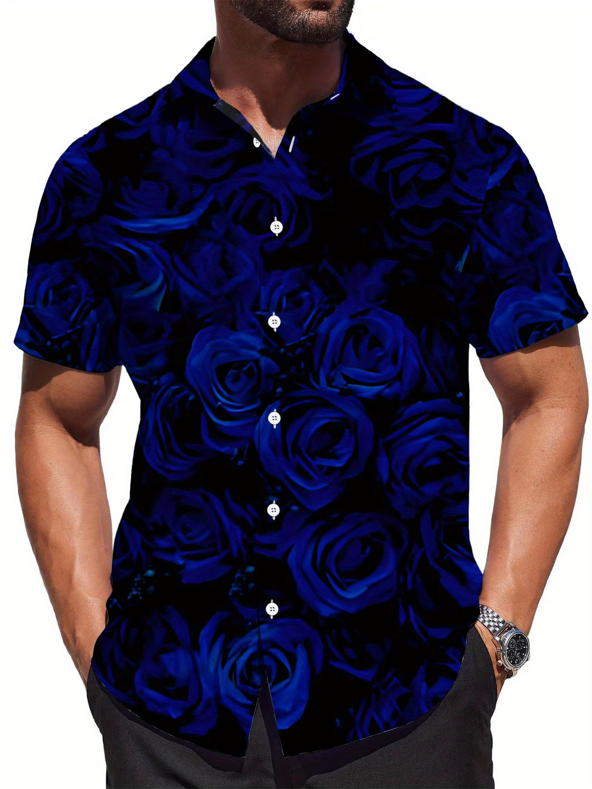 Rose Print Hawaiian Shirt