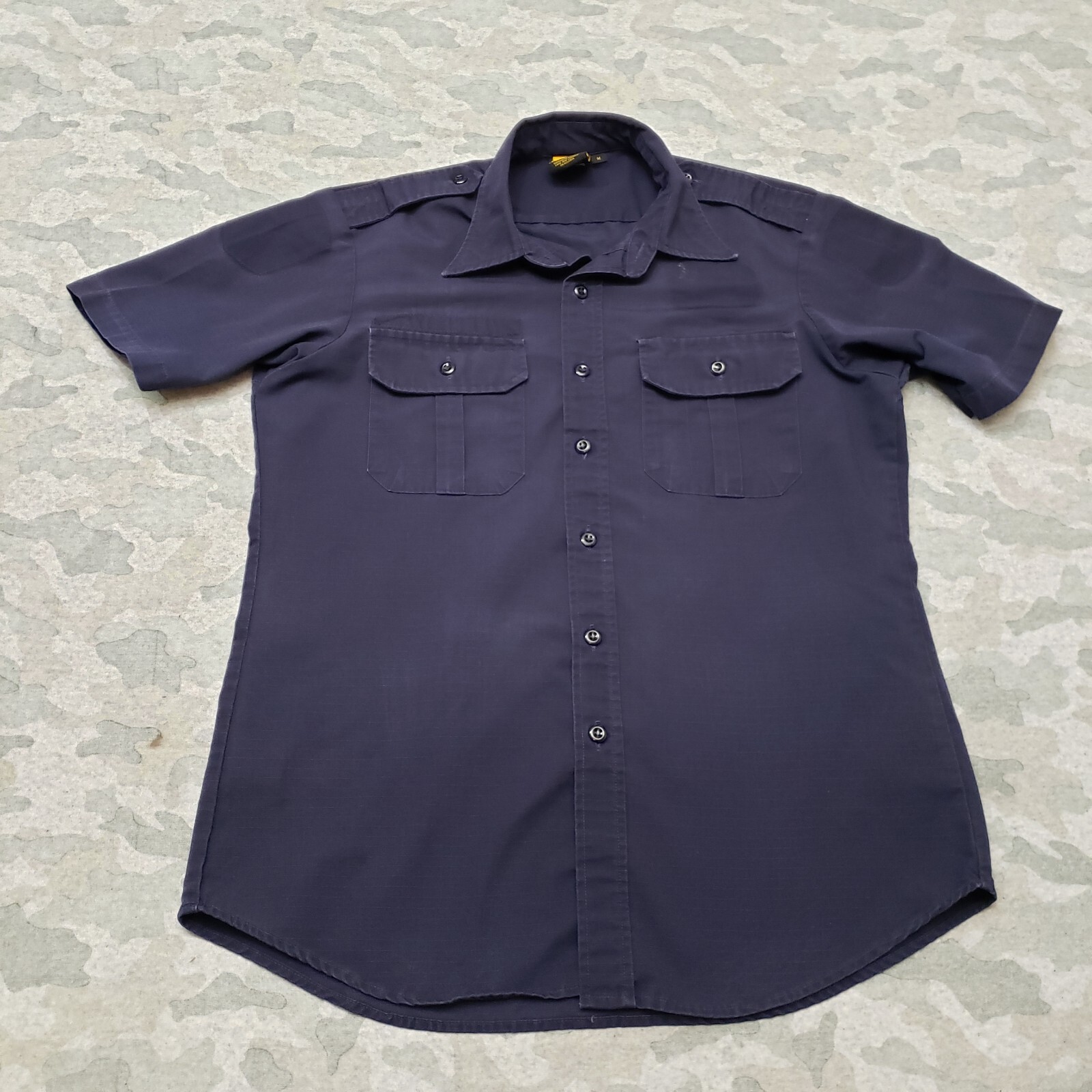 Propper Shirt Men’s Medium Blue Rip Stop Pockets Short Sleeve Button-Up Security