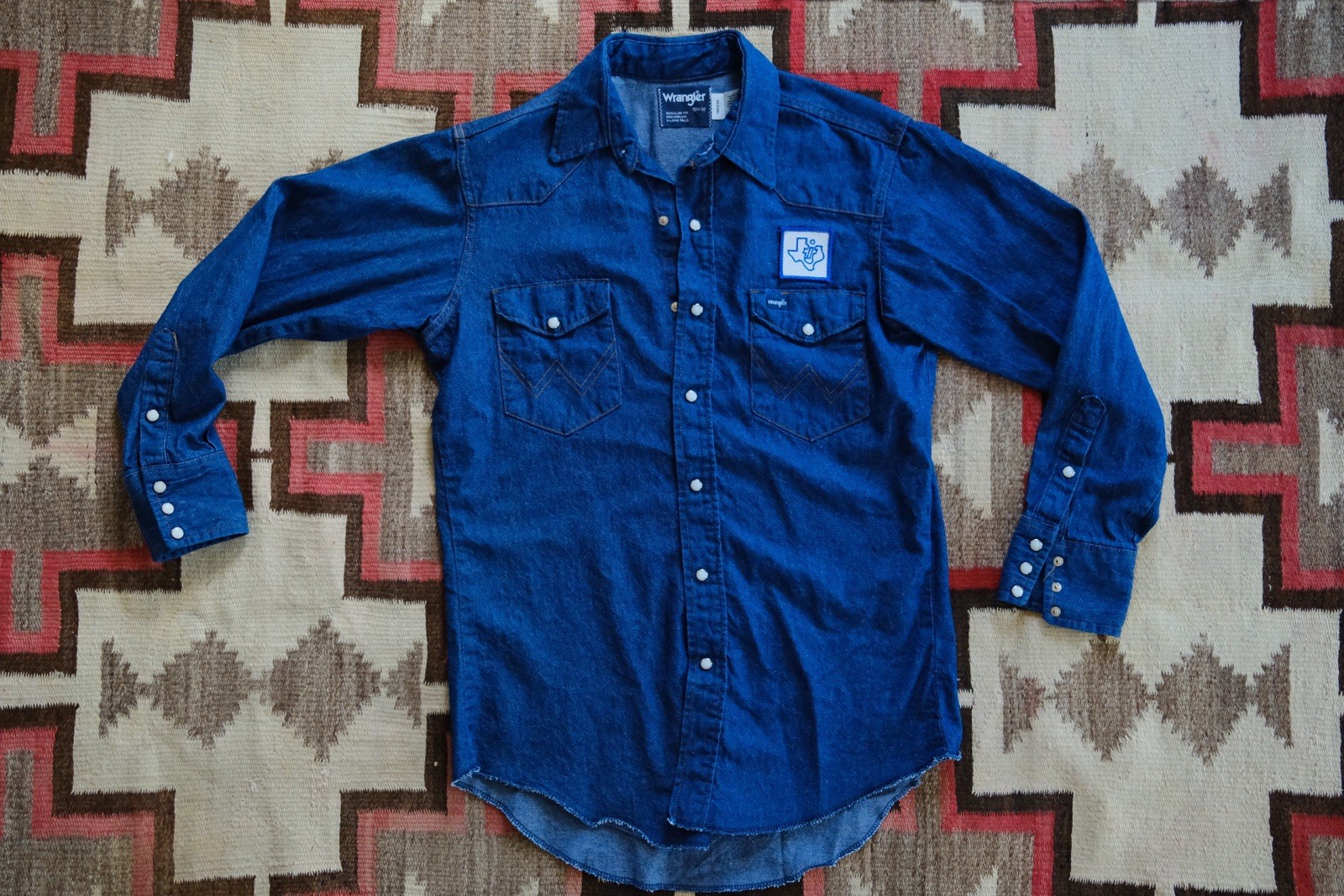 Wrangler Vintage 90’s Made In USA Pearl Snap Denim Western Shirt Mens 15 1/2-33