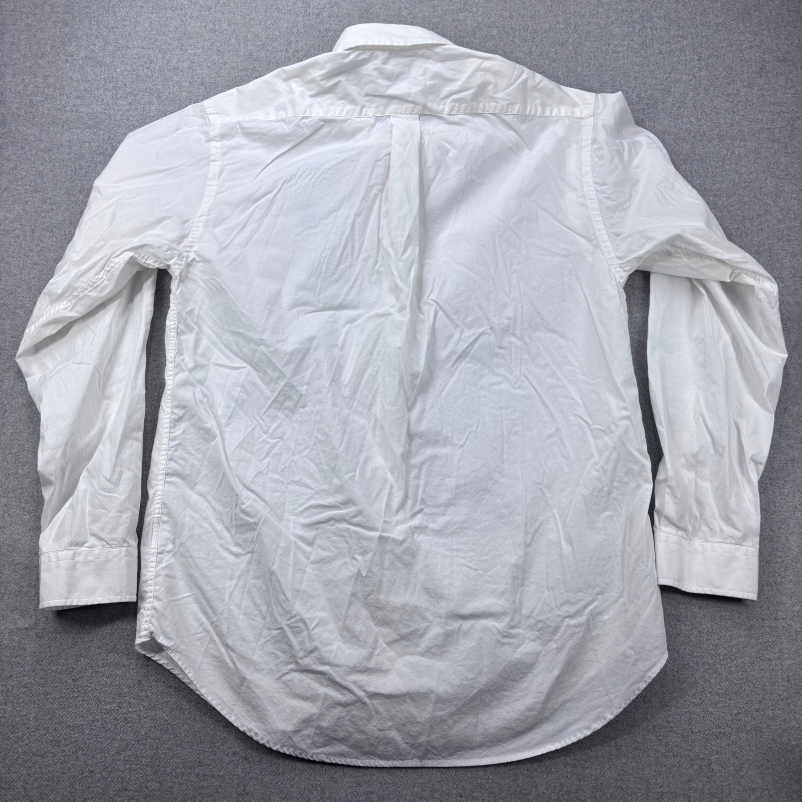 J. Peterman Button Down Shirt Mens Medium White Cotton Long Sleeve Logo Preppy