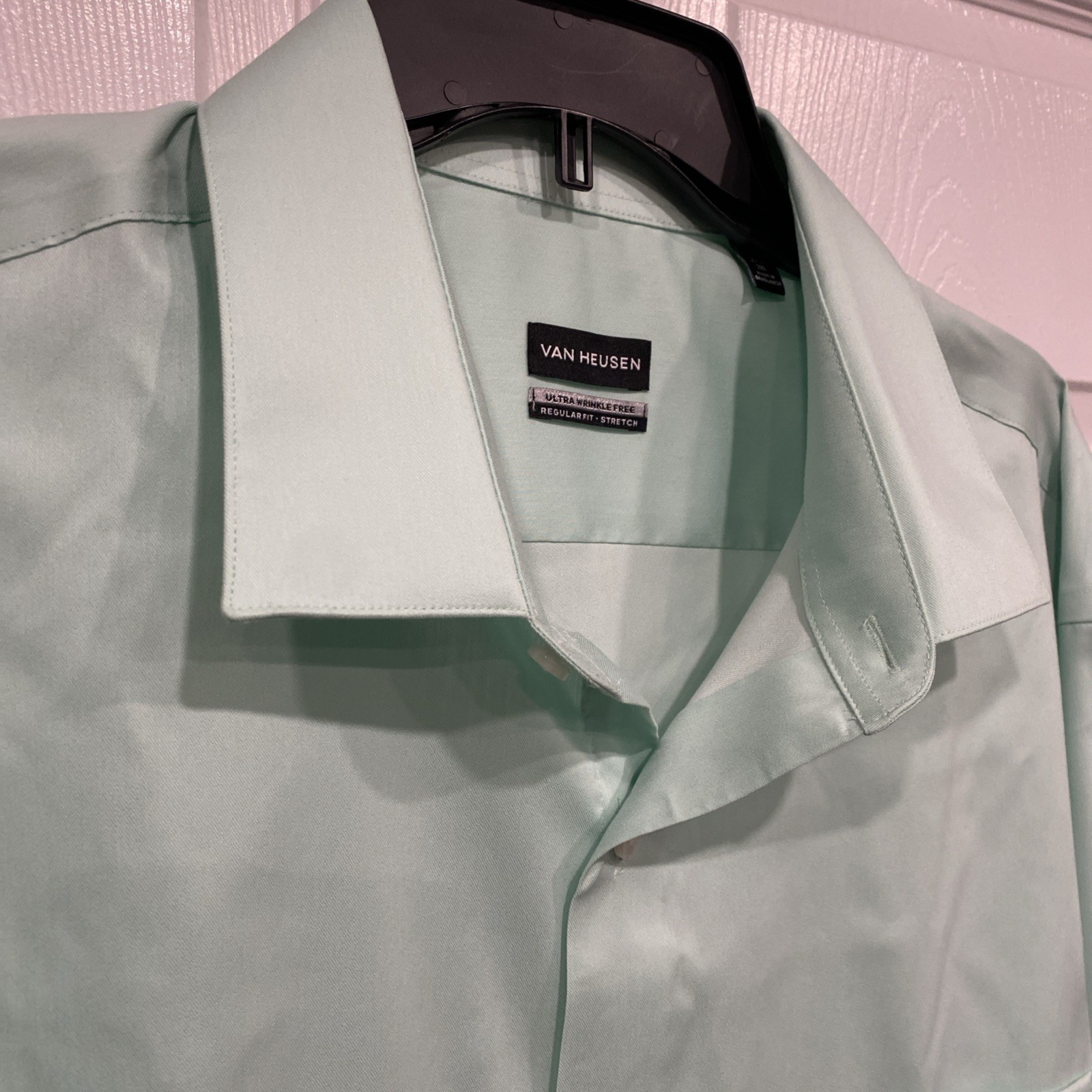Men’s 2XL 18-18 1/2 shirt-36-37 Long sleeves -mint Green-Van Heusen NWT