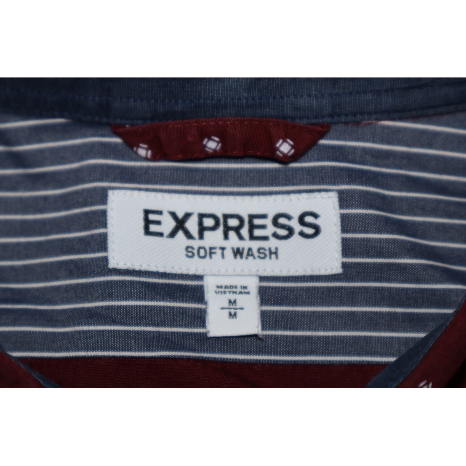 Express Button Down Dress Shirt Mens Medium Burgundy Geometric Print Cotton
