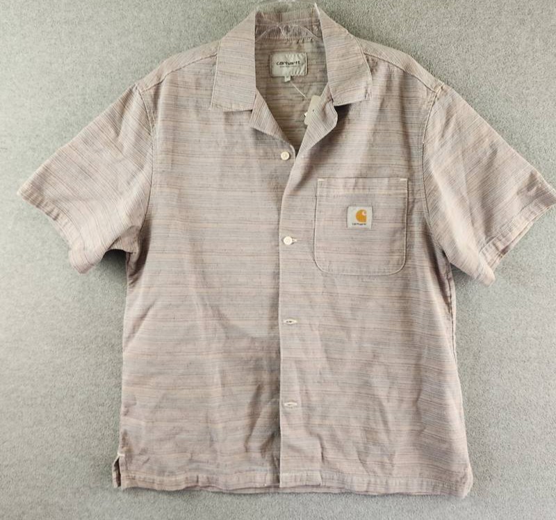 Carhartt WIP Gellar Jacquard Striped Camp Shirt Men’s M Multicolor Short Sleeve
