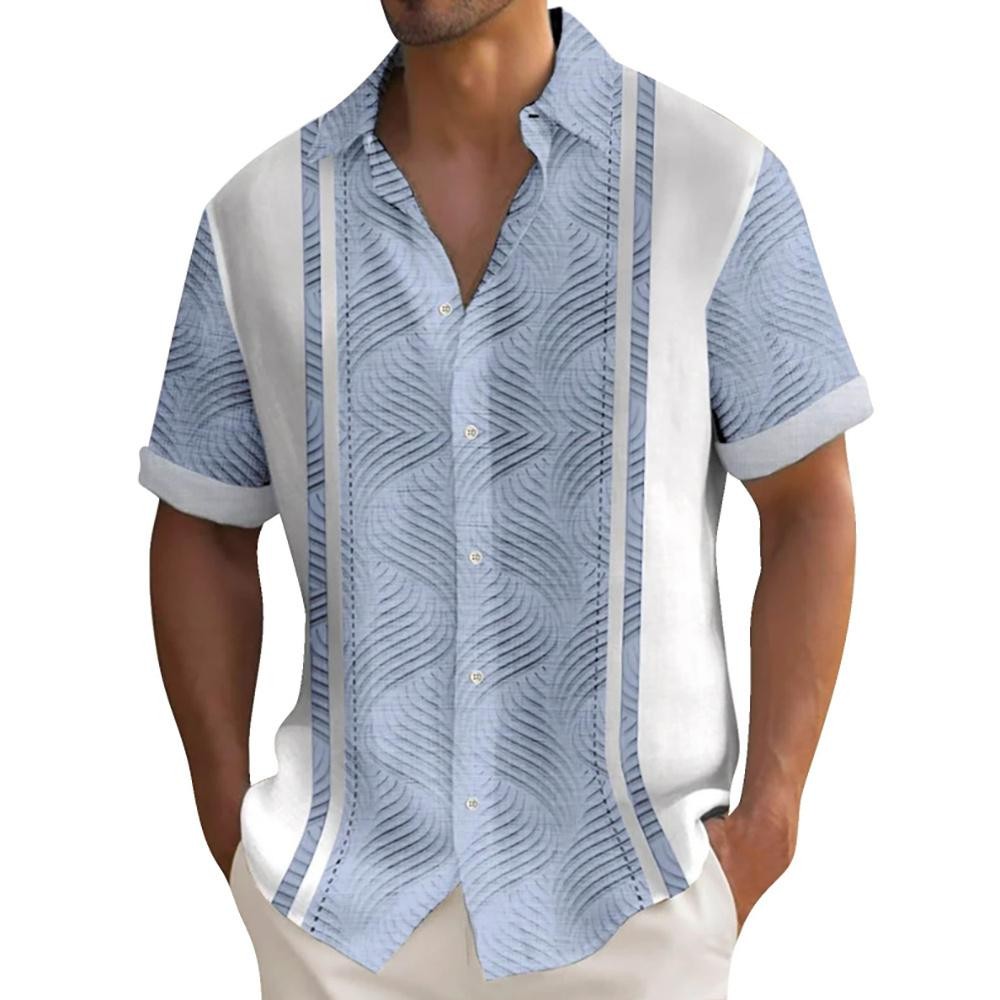 Men’s Casual Short Sleeve Guayabera Cuban Beach Wedding Button-up Dress Shirt