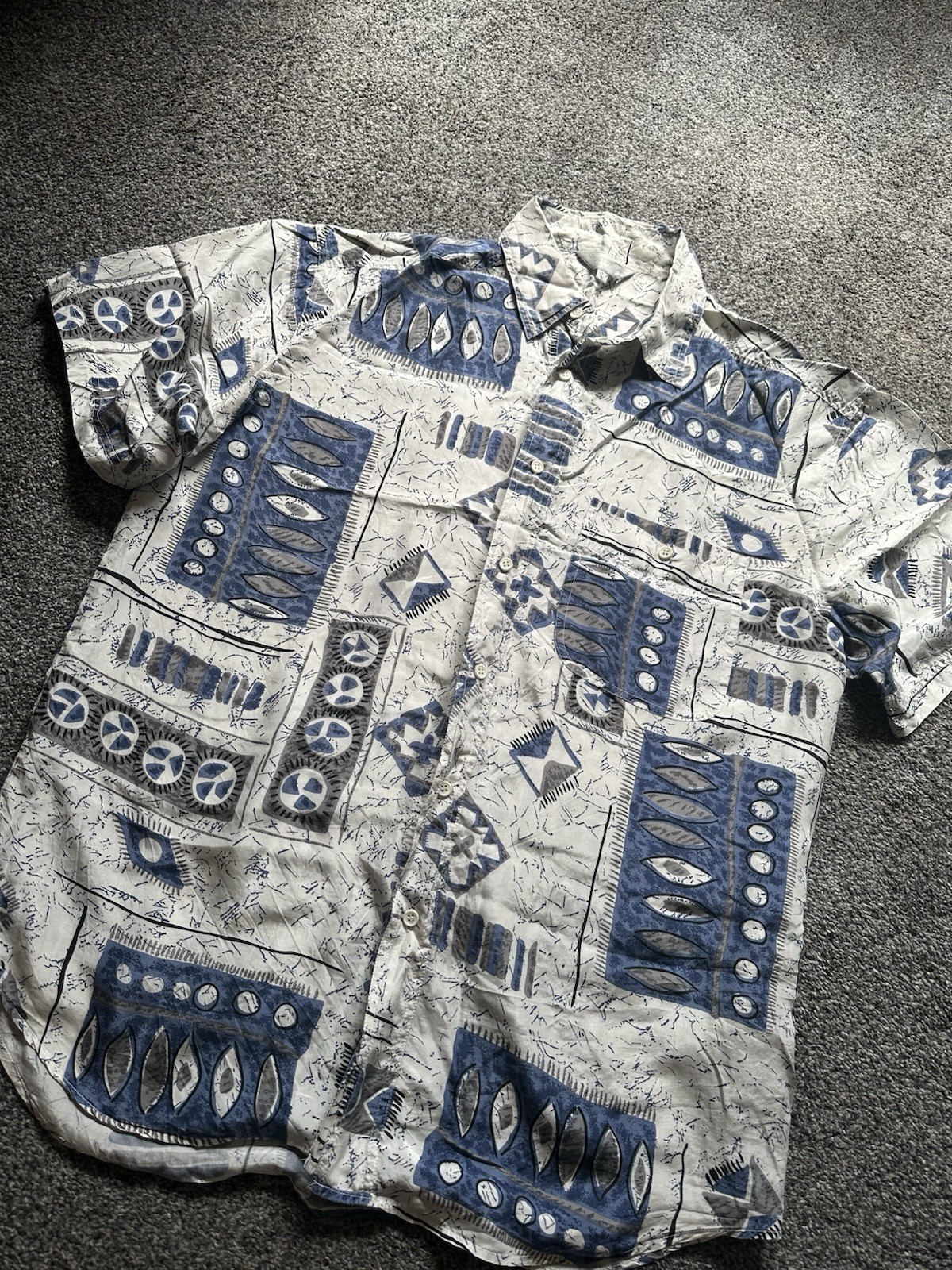 Spring Italy Shirt Mens Size Large 100% Silk Short Sleeve Relaxed Holiday (G41)