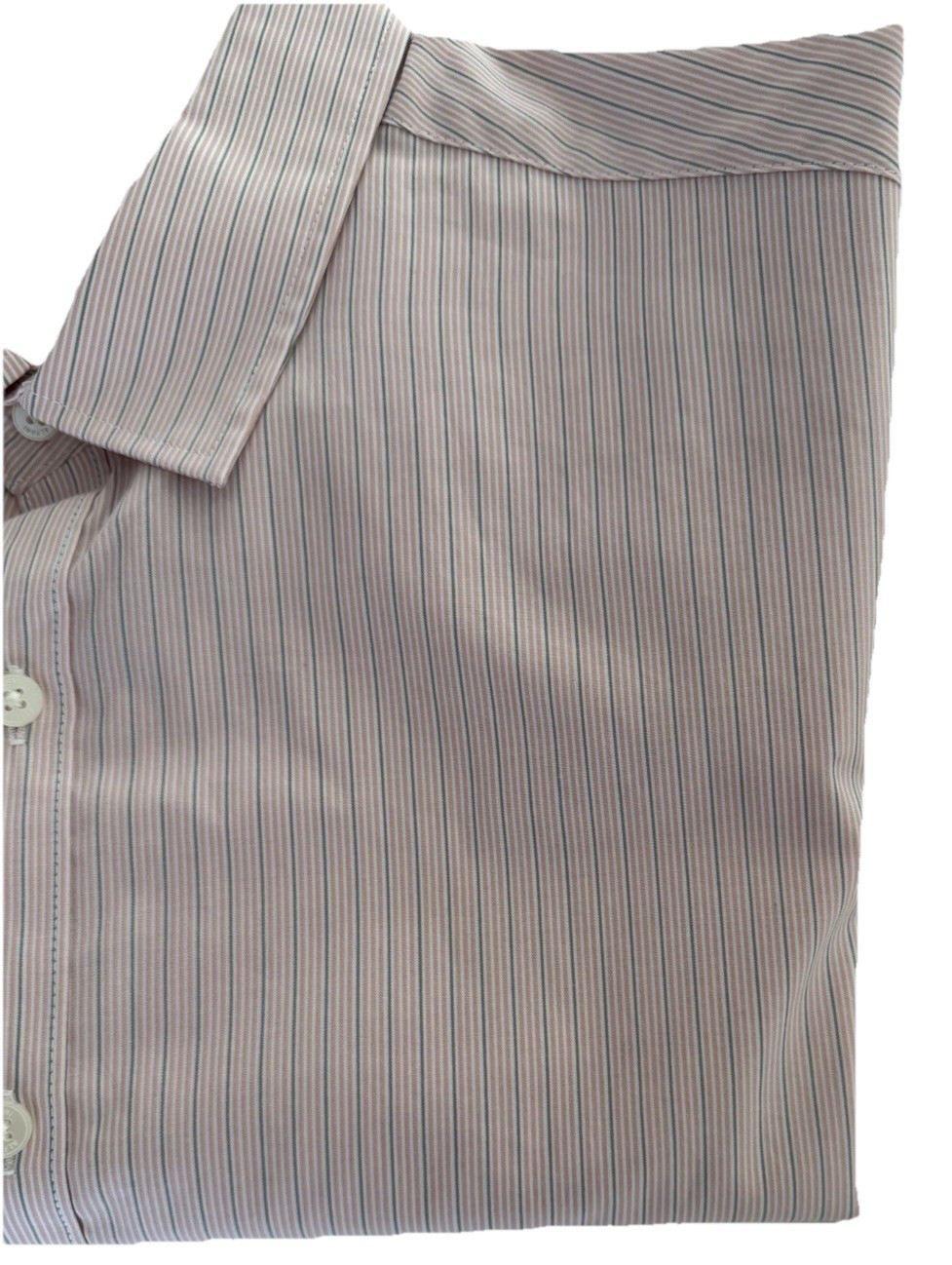 Men s Alfanl fashion Pink Striped Dress Shirt Short Sleeve Buttin Down L NWT