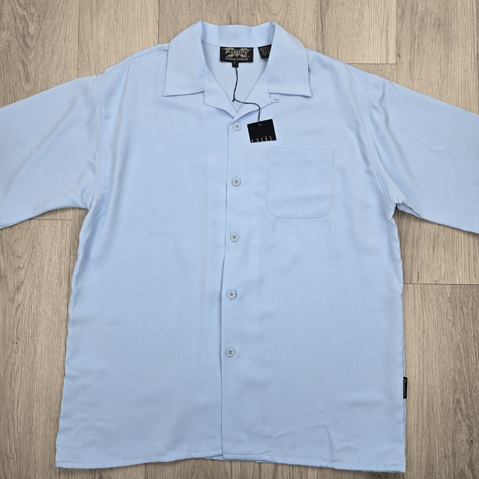 Dragonfly Shirt Large Blue Short Sleeve Button Up