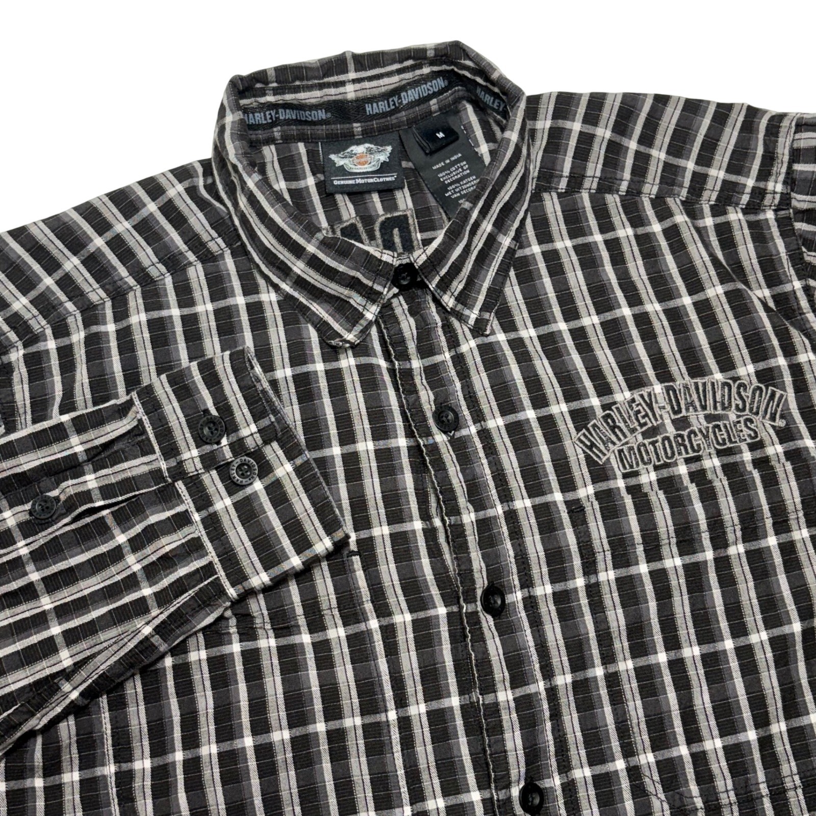 Harley Davidson Motorcycles Plaid Long Sleeve Button Up Shirt Men’s Size M