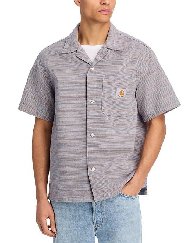 Carhartt WIP Gellar Jacquard Striped Camp Shirt Men’s M Multicolor Short Sleeve
