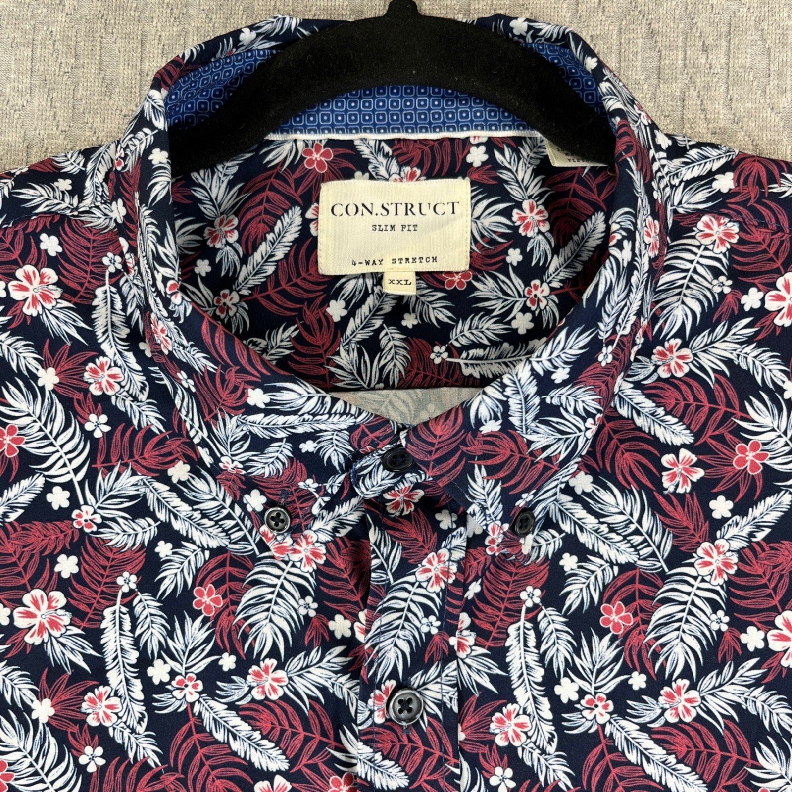 CON.STRUCT new without tags Dress Shirt Men XXL Geo Floral Short Sleeve