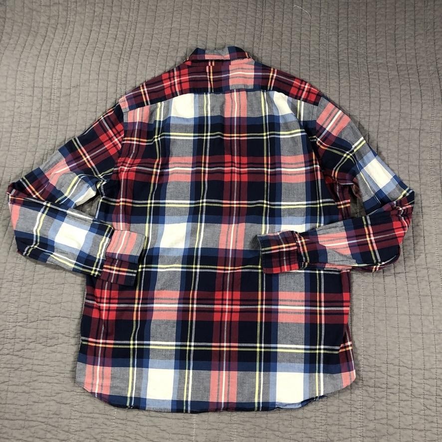 J Crew Shirt Mens Large Red Blue Slim Fit Summer Plaid Button Down Casual Cotton