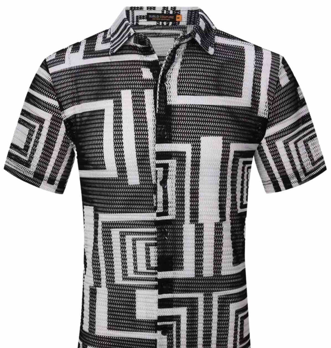 Men’s Luxurious S.Couture Crochet Shirt,Italian Style,Stretch S to 2XL….A24.A