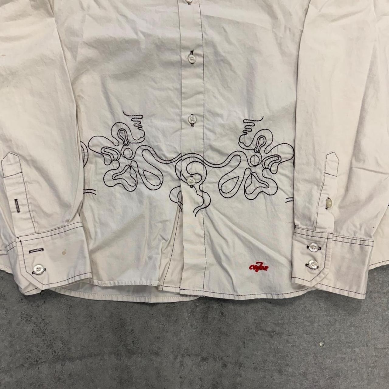 Y2K Cross Embroidered Button Up Shirt Code Seven Gothic Grunge Studded XL