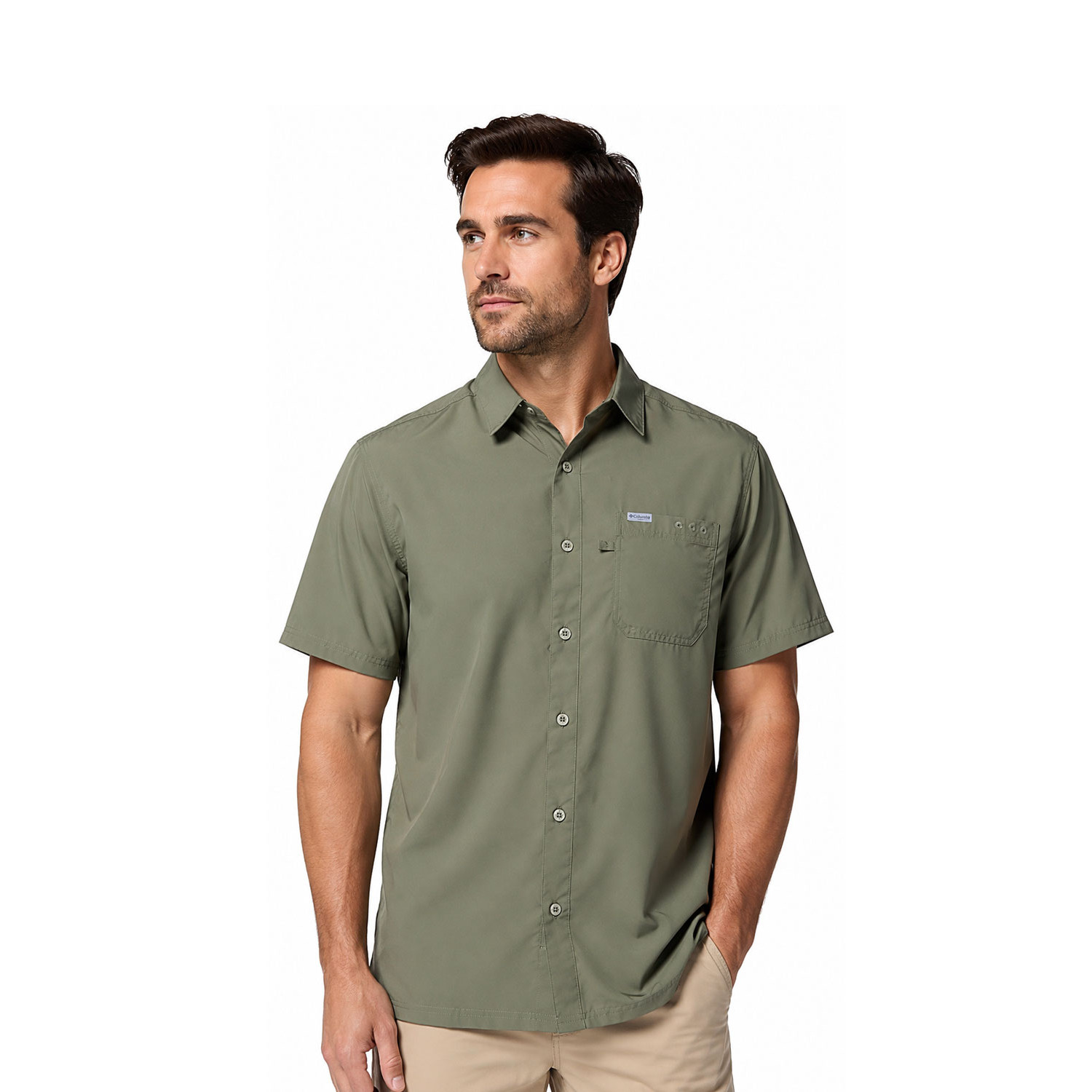 Columbia Men’s Cypress Shirt Slack Tide PFG Camp Shirt UPF 50 S/S (316)