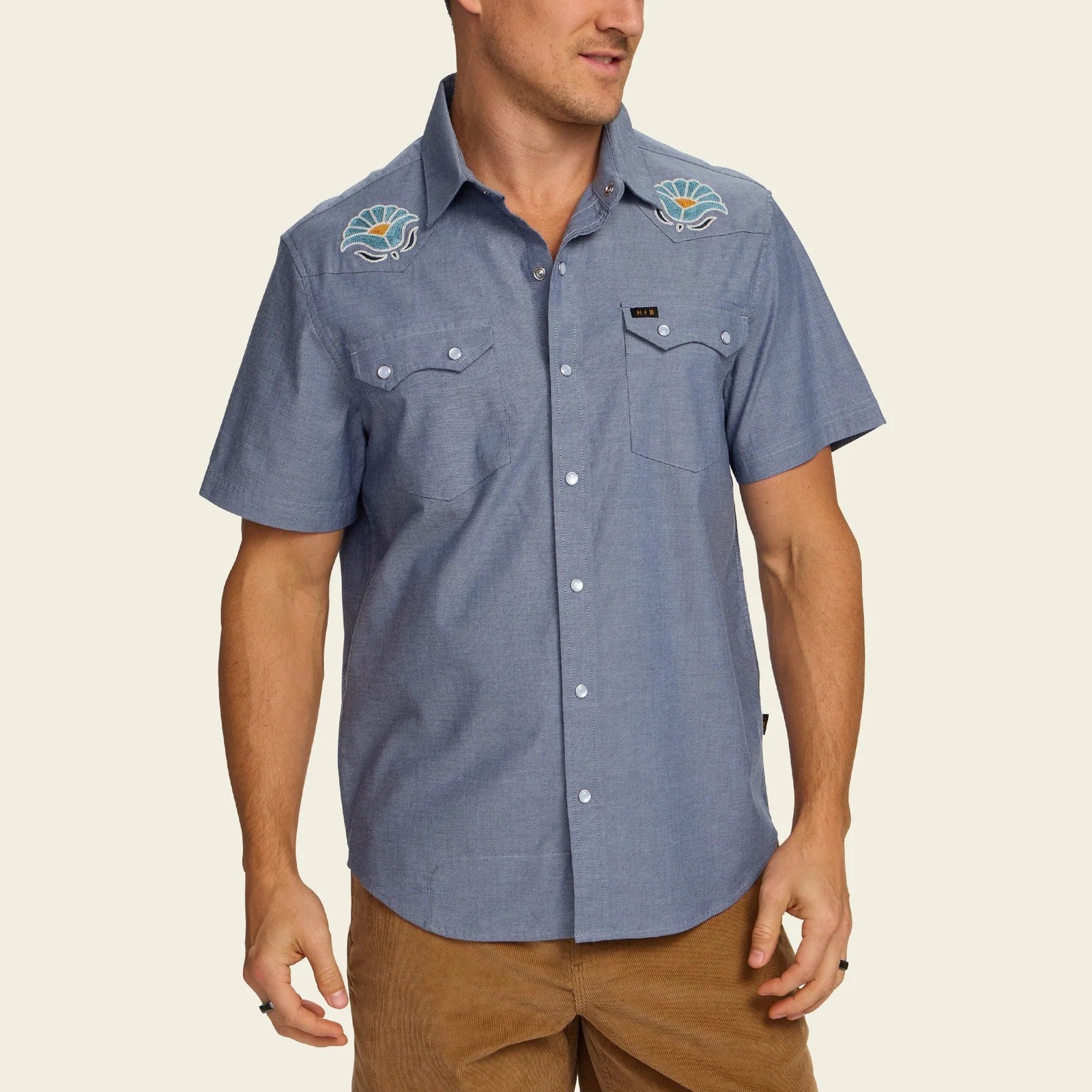 Howler Brothers Men’s Crosscut Deluxe Short Sleeve Shirt Indigo Small NWT