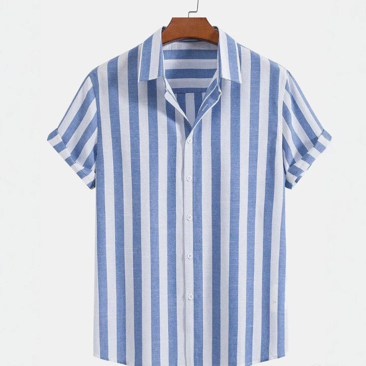Striped Print Lapel Casual Shirt