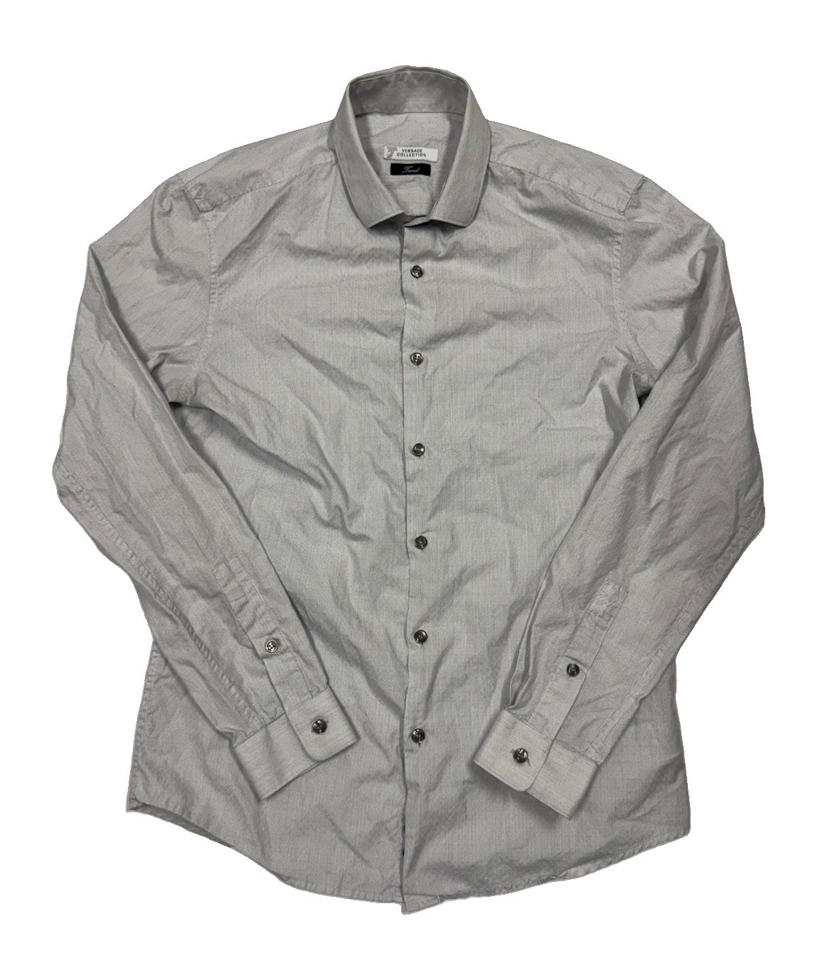 Versace Collection Trend Shirt Mens 39 White Patterned Long Sleeve Button Up