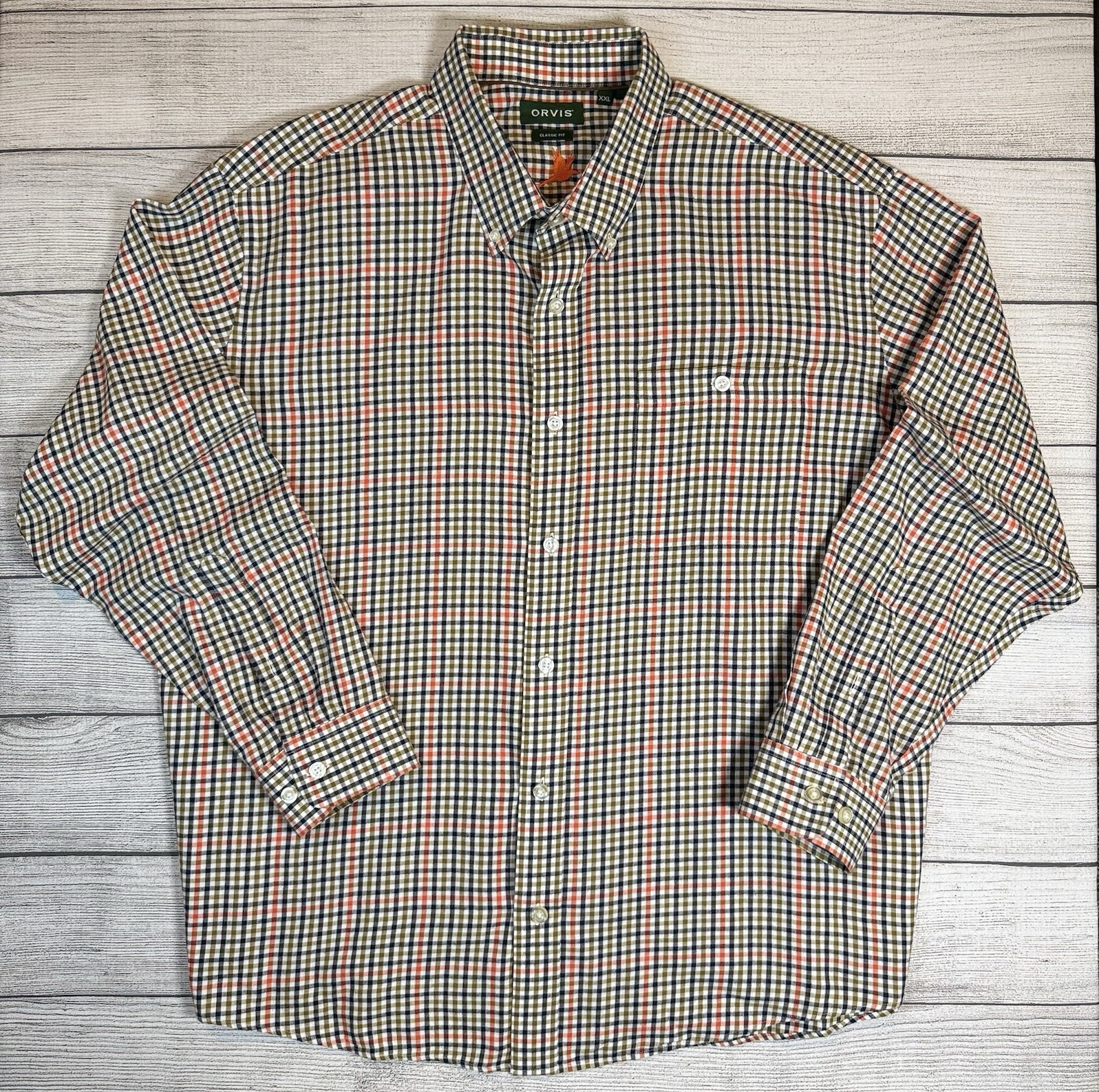 Orvis Country Twill Classic Fit Plaid Cotton Twill Button-Down Shirt XXL