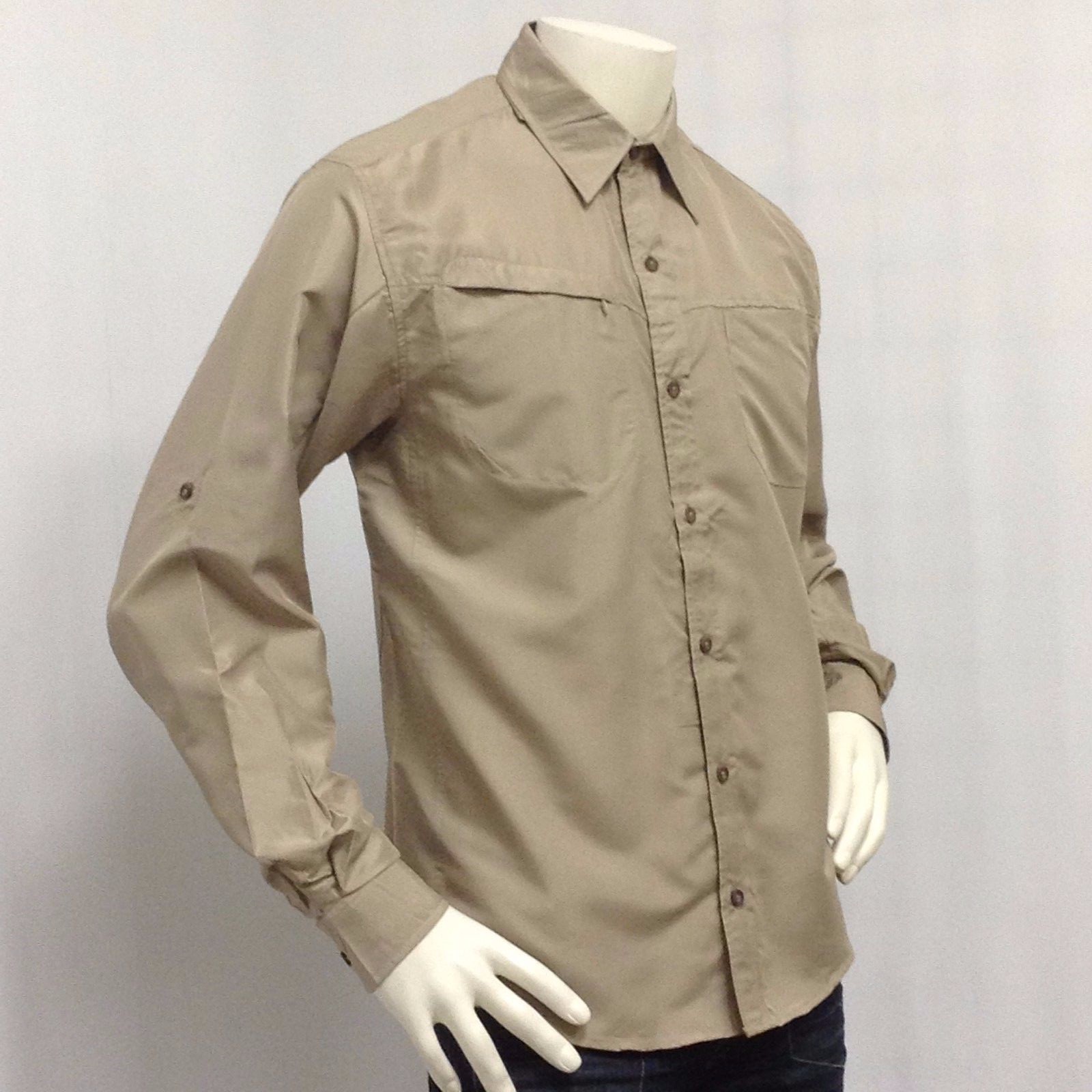 Men’s Button Down Shirt Long Sleeves 100% Polyester Nice Soft Fabric pocket mesh