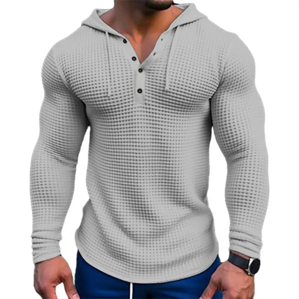 Spring Solid Color Slim Fit Long Sleeved T-shirt, Men’s Hooded Breathable Sports