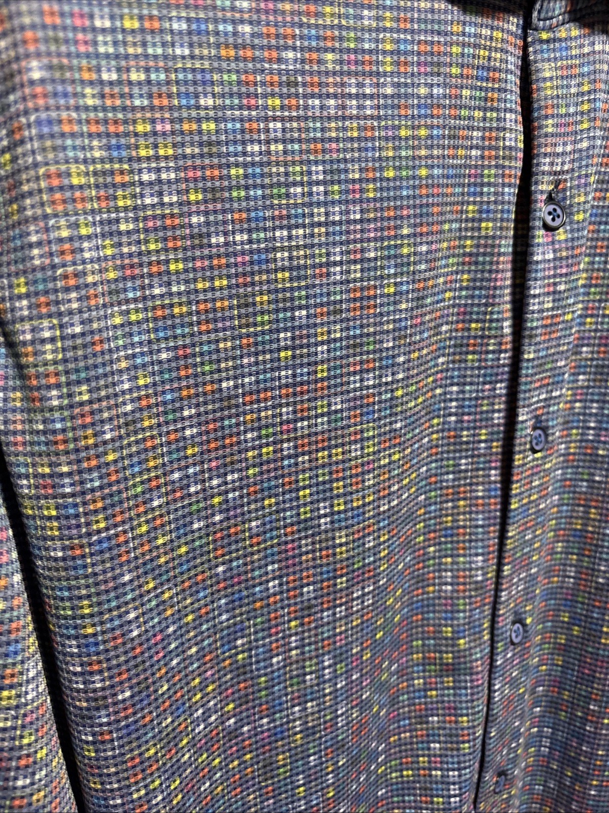 Visconti Abstract Stripe Shirt Mens L Flip Cuff Cotton Modal Multicolor