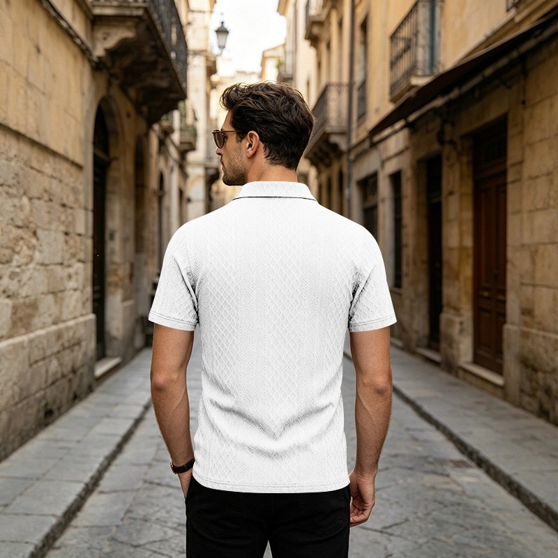 New Loose Jacquard Workwear Short Sleeve