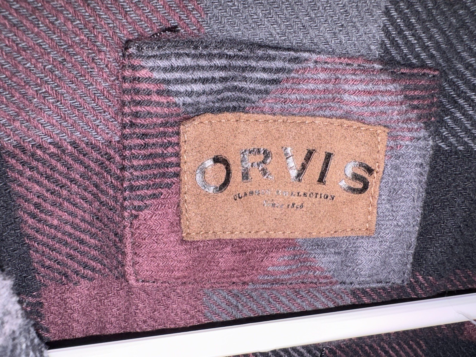 Orvis Mens 2XL Regular Plaid Flannel Cotton Button-Up Shirt Long Sleeve Pockets