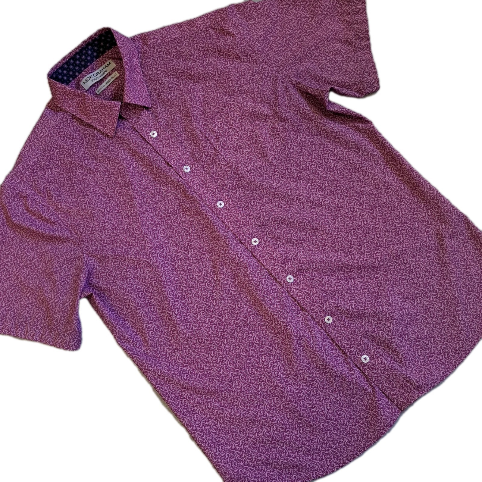 Nick Graham Men’s Large Everywhere Performance Purple Stretch Sport Golf Shirt
