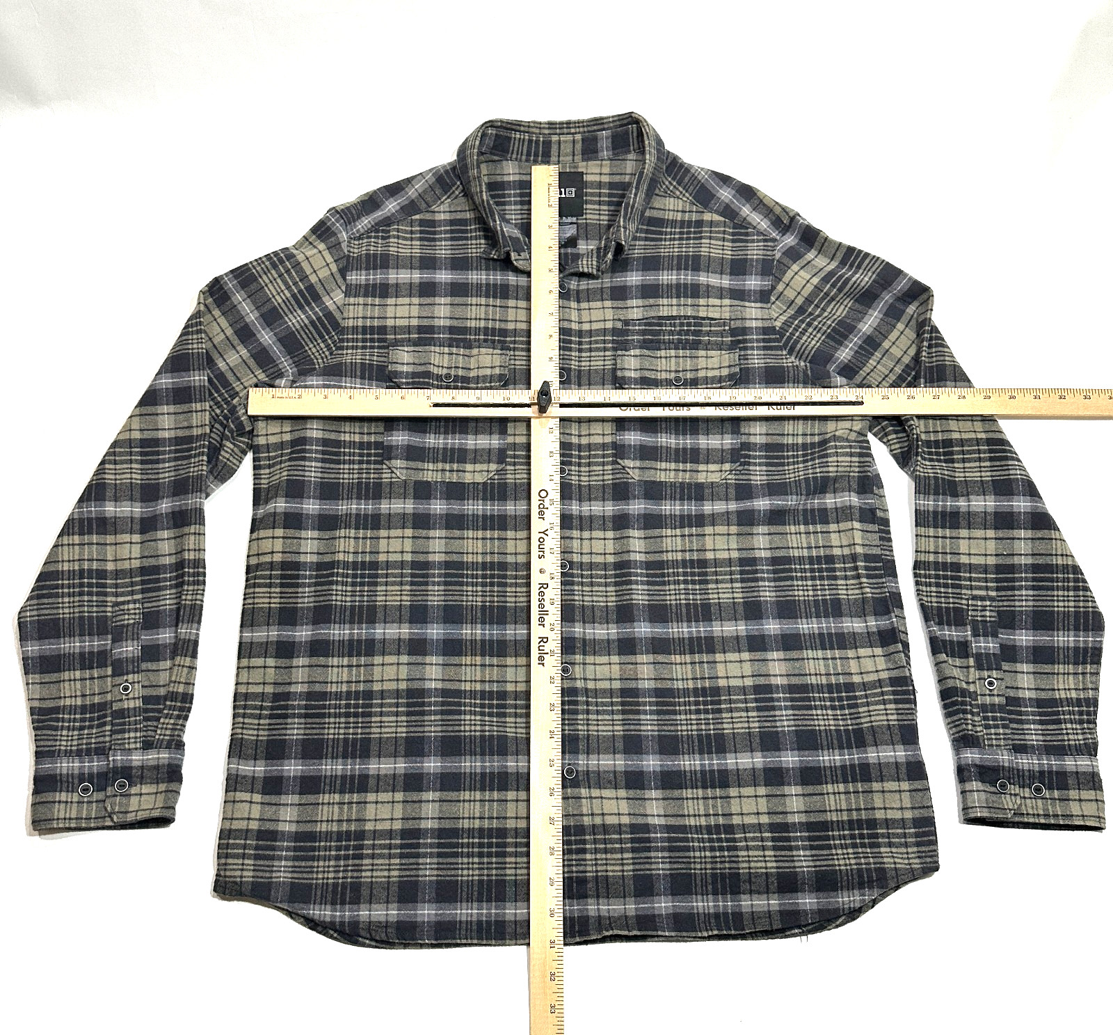 5.11 Tactical Mens Plaid Button Up Flannel Shirt XL Gray Tan Long Sleeve Outdoor