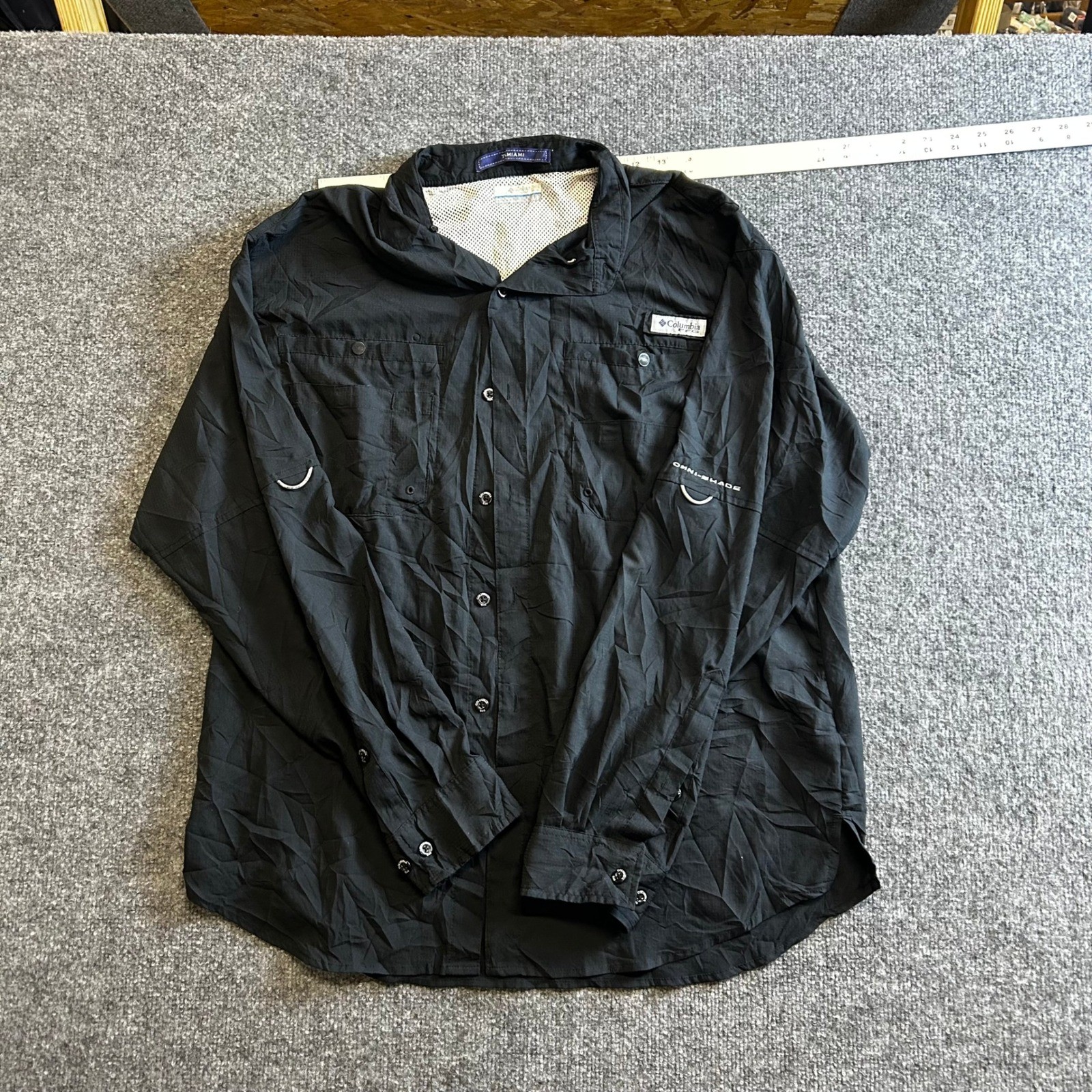 Columbia Fishing Shirt Mens Size L Black PFG Tamiami II Long Sleeve Ventilated