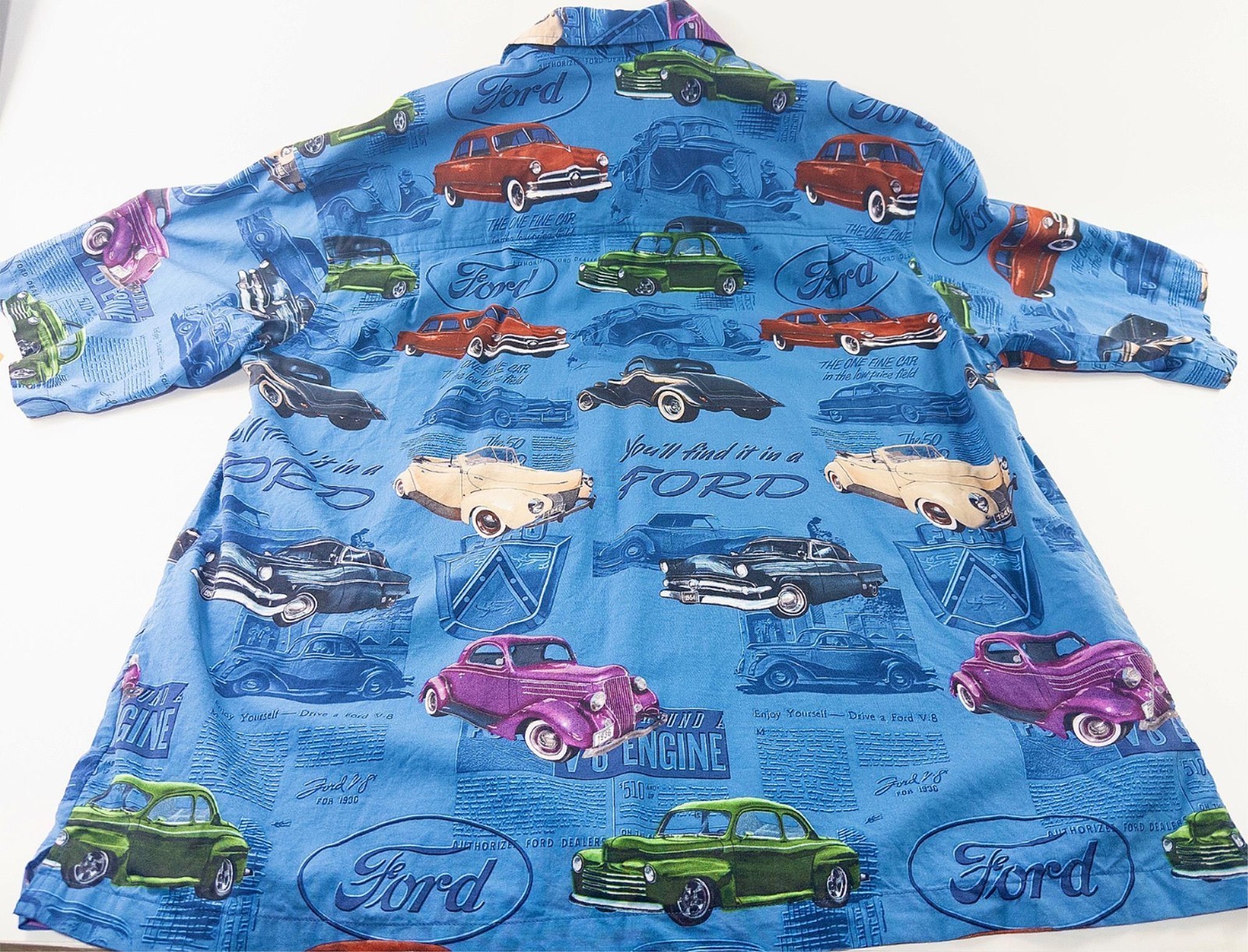 David Carey Originals Ford Classic Cars Hawaiian Style Shirt Men’s Size 2XL Nice