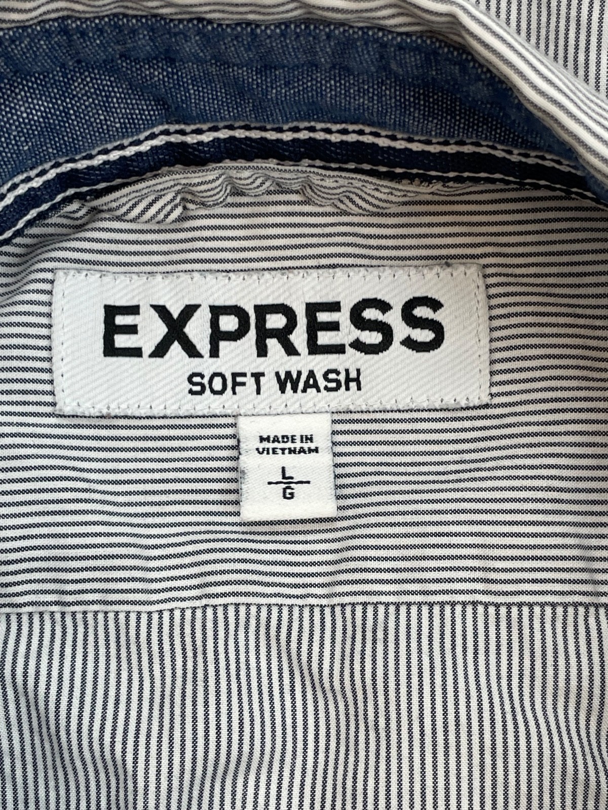 Express Shirt Mens Large Striped 100% Cotton Button Down