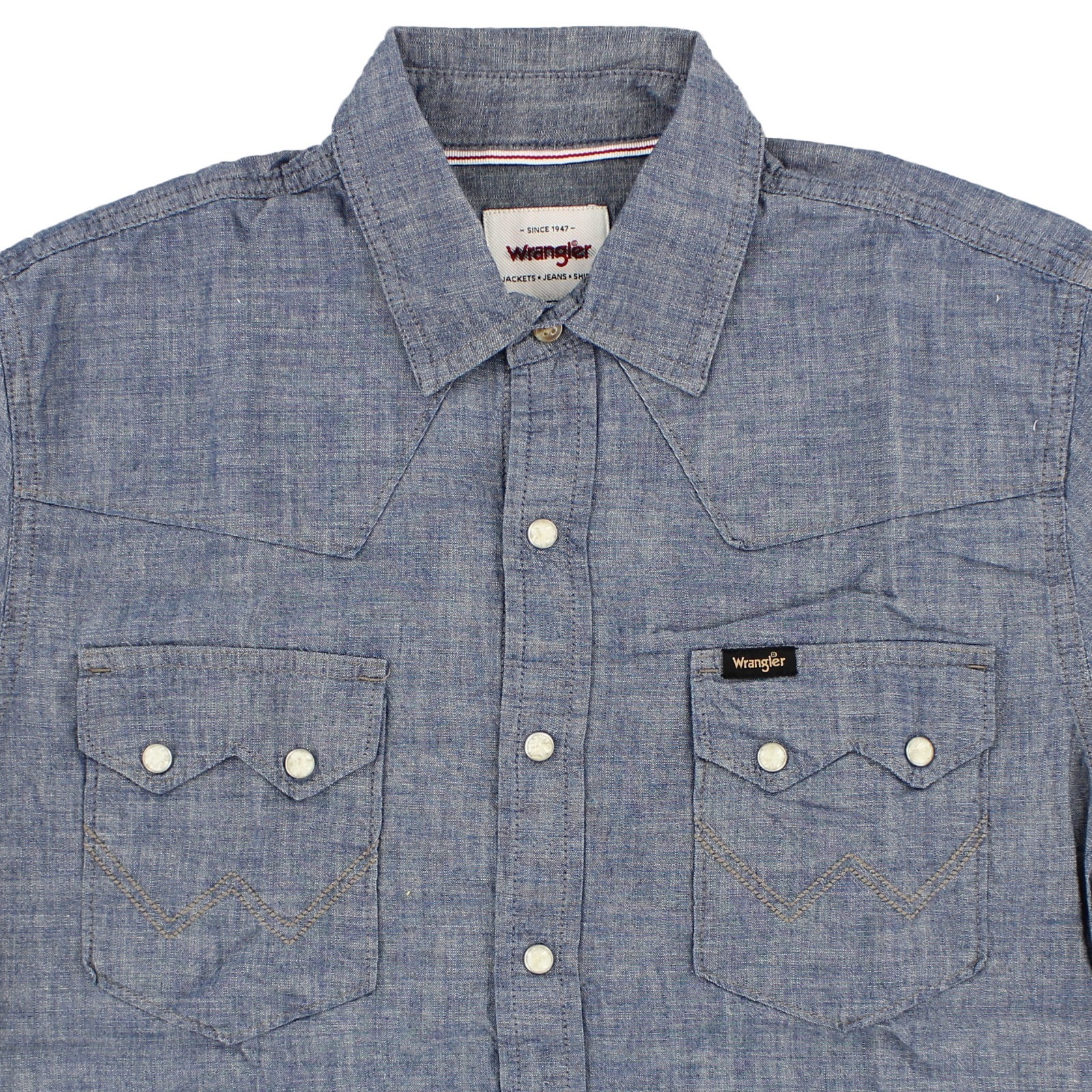 Wrangler Western Men’s Shirt Short Sleeve, Snap Plackard, 2-Pocket, Cotton Blend